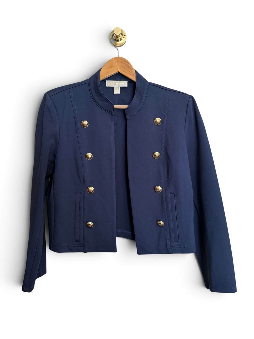 Michael Kors Navy Double-Breasted Gold Button Blazer